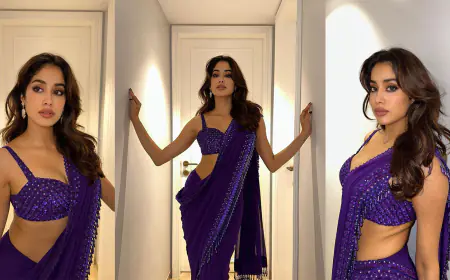 जाह्नवी कपूर शाही नीली साड़ी में लगीं स्टनिंग, सोशल मीडिया पर शेयर की तस्वीरें