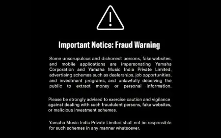 यामाहा म्यूजिक इंडिया ने ब्रांड दुरुपयोग से जुड़ी धोखाधड़ी गतिविधियों पर चेतावनी जारी की